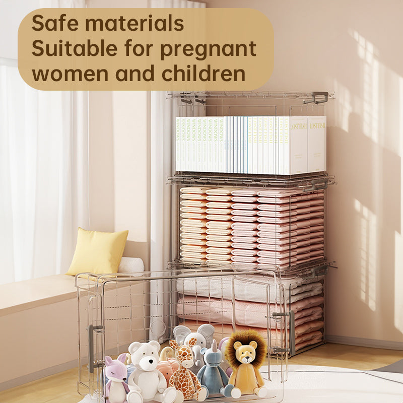 Large Transparent Storage Box with Lid – Stackable Organizer for Clothes, Toys & Household Essentials