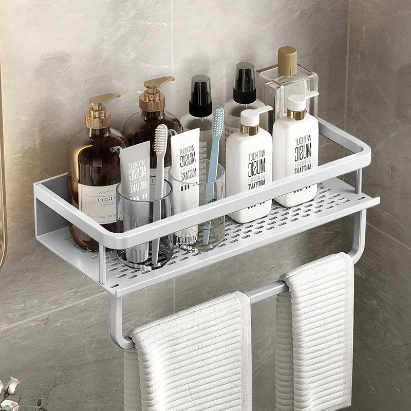 Bathroom Shelf 30/40/50 cm Kitchen Wall Shelf Shower Holder Storage Rack Towel Bar Robe Bathroom Accessorie