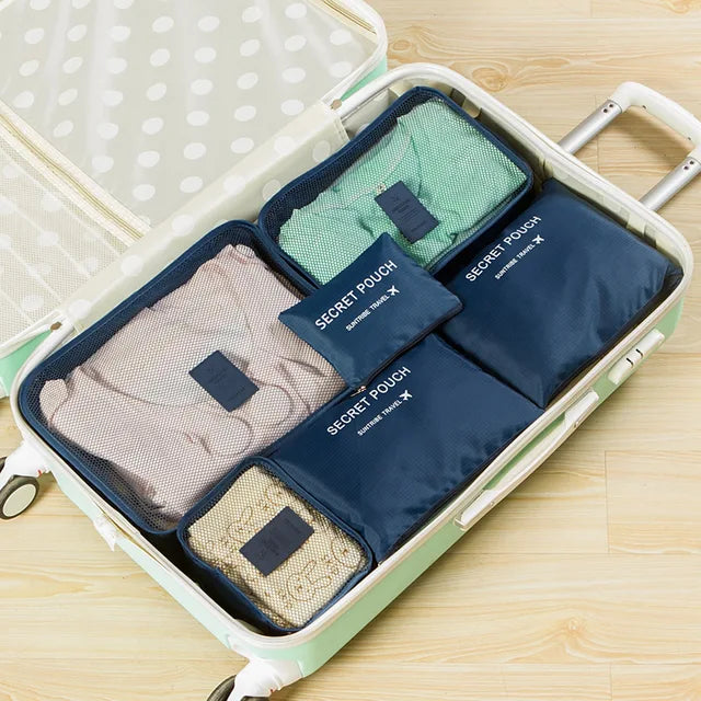 6-Piece Waterproof Packing Cubes Set – Travel Luggage Organizer Bags for Clothes & Accessories