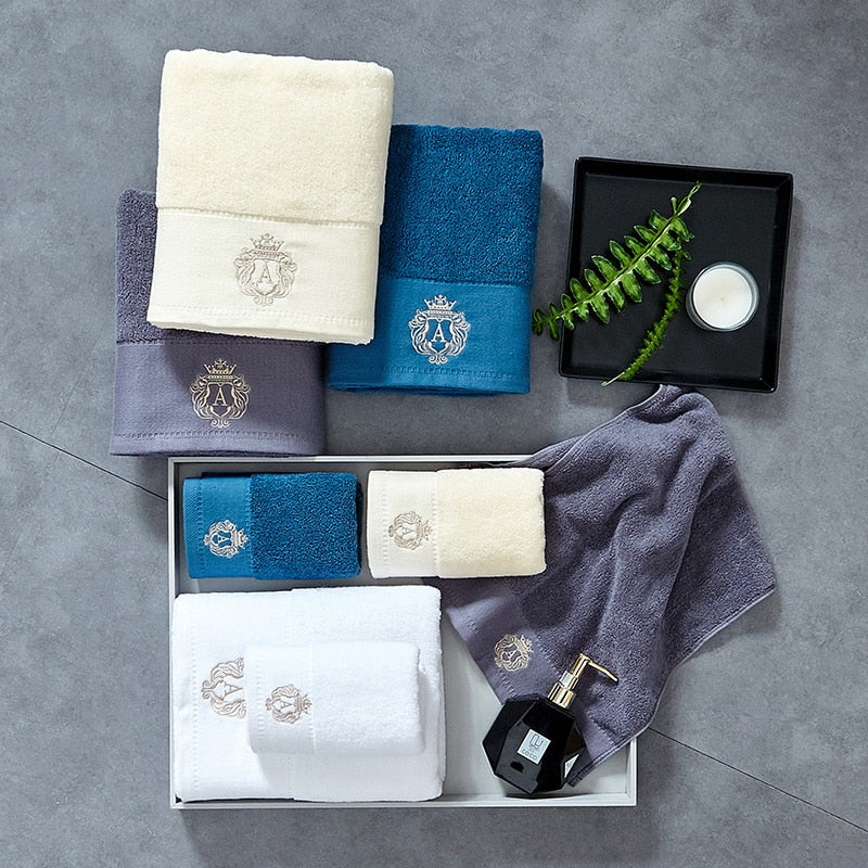 Luxury 100% Cotton Embroidered Towel Set – Soft Bath & Hand Towels
