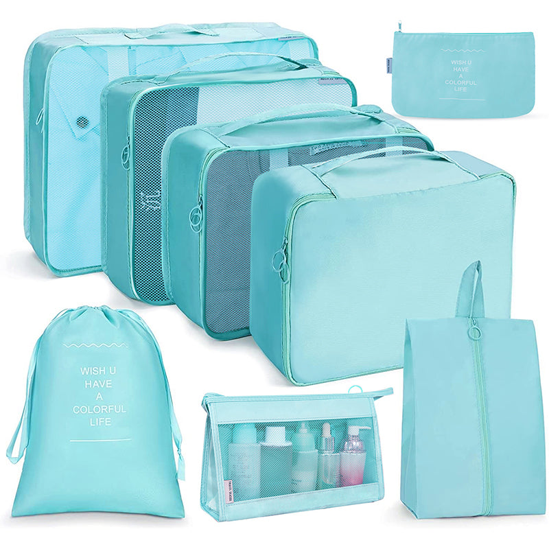 8-Piece Travel Packing Cubes Set – Luggage Organizer Bags with Shoe Bag & Toiletry Bag