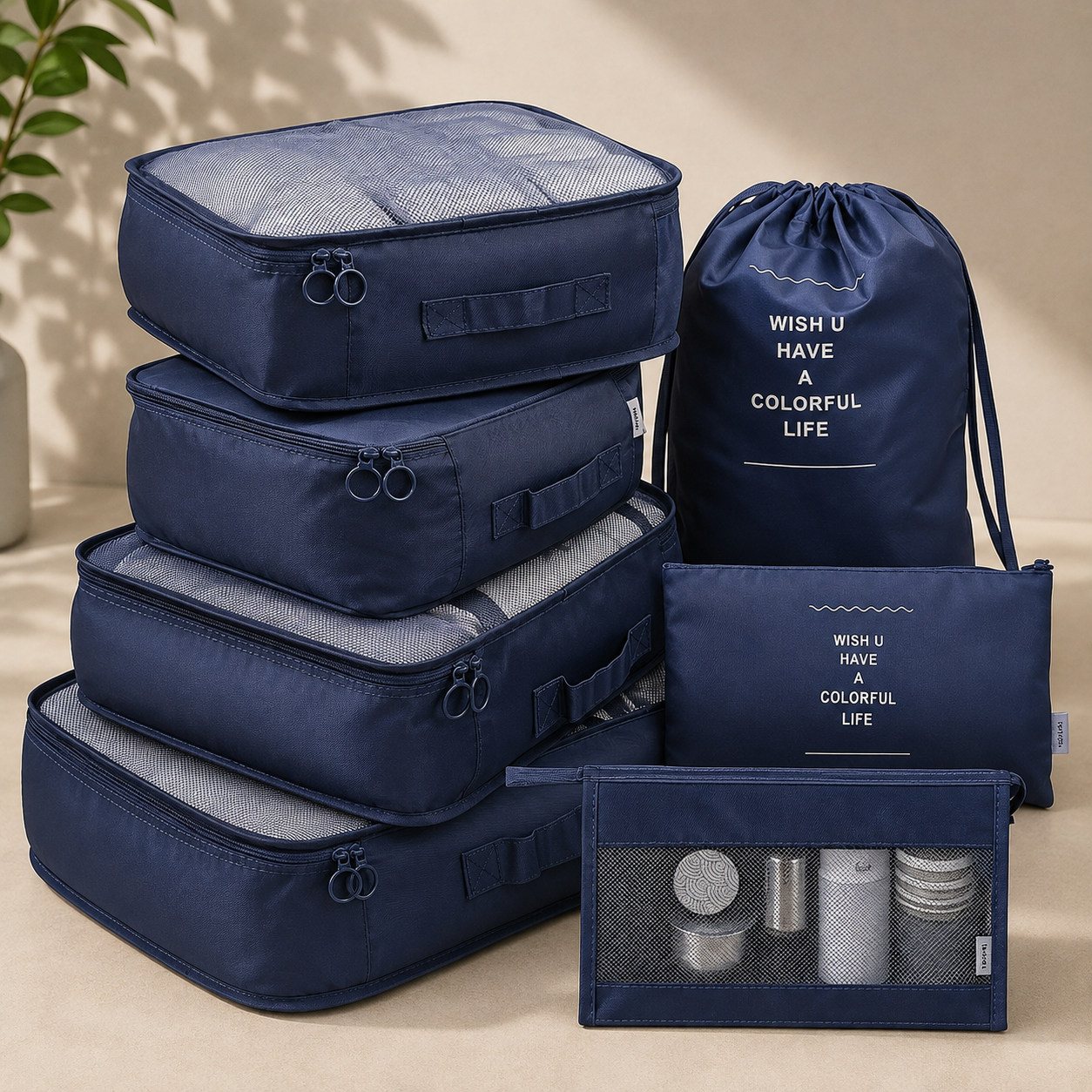 7-Piece Premium Packing Cubes Set – Thickened Travel Luggage Organizer Bags