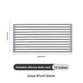 47*24cm Silicone Stainless Steel Sink Draining Rack Kitchen Roller Shutter Tableware Fruit and Vegetable Storage 12 Tubes