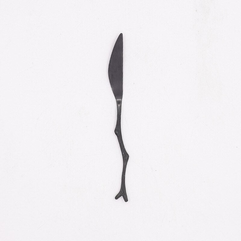 Stainless Steel Spoon Branch Pattern Knife Coffee Tea Spoon Dinnerware Cutlery Fruit Dessert Fork Stir Spoon Kitchen Accessories