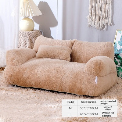 Luxury Plush Pet Sofa Bed – Cozy Warm Cat & Small Dog Bed with Pillow