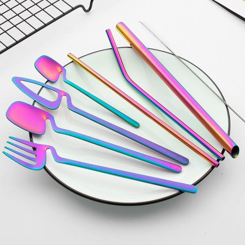 Portable Stainless Steel Cutlery Set – Reusable Travel Utensils with Zipper Storage Case