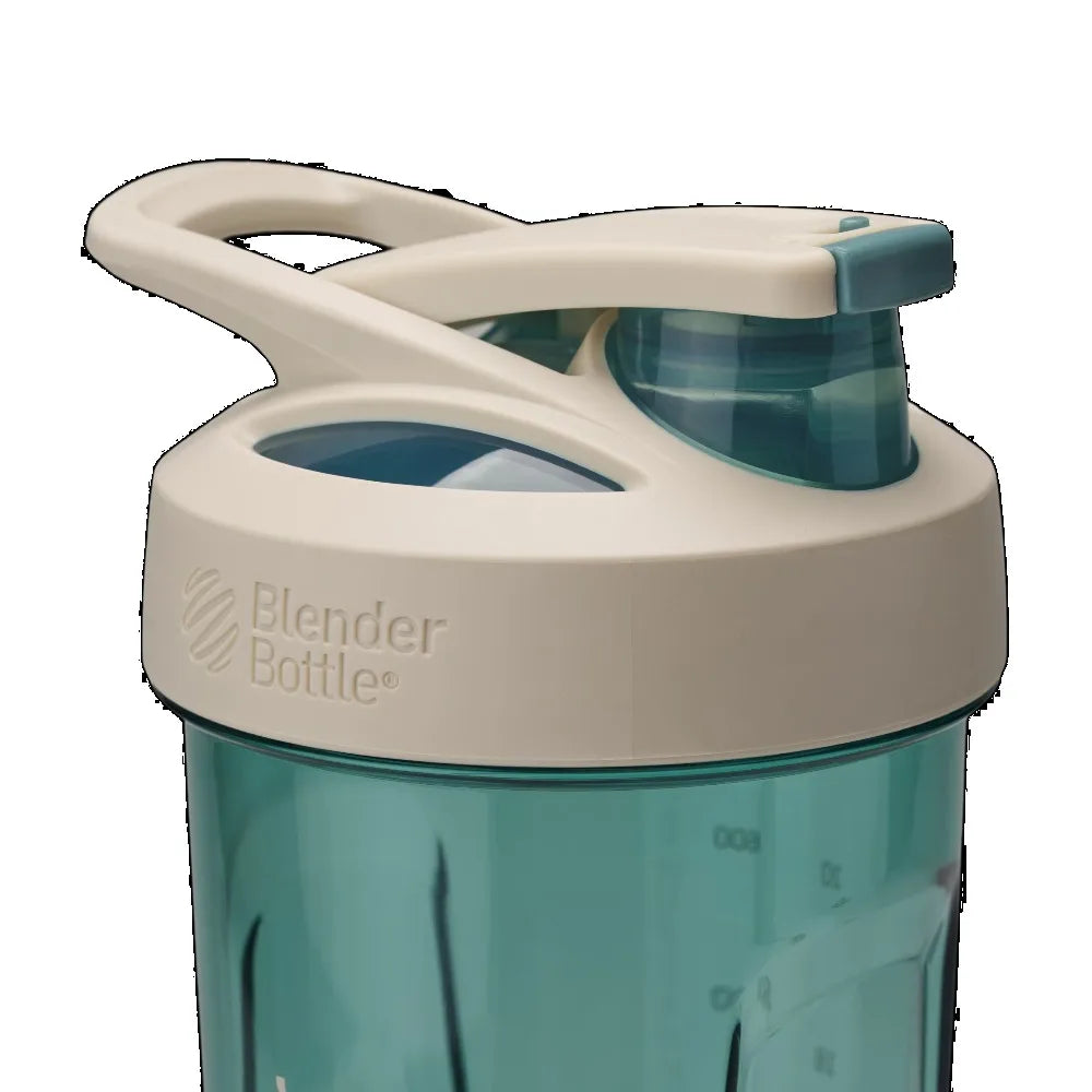 28 oz Tritan Plastic Leakproof Shaker Bottle with Flip Cap and Wire Whisk Ball BPA-Free Green and Tan Mixing Cup for Protein and Supplement