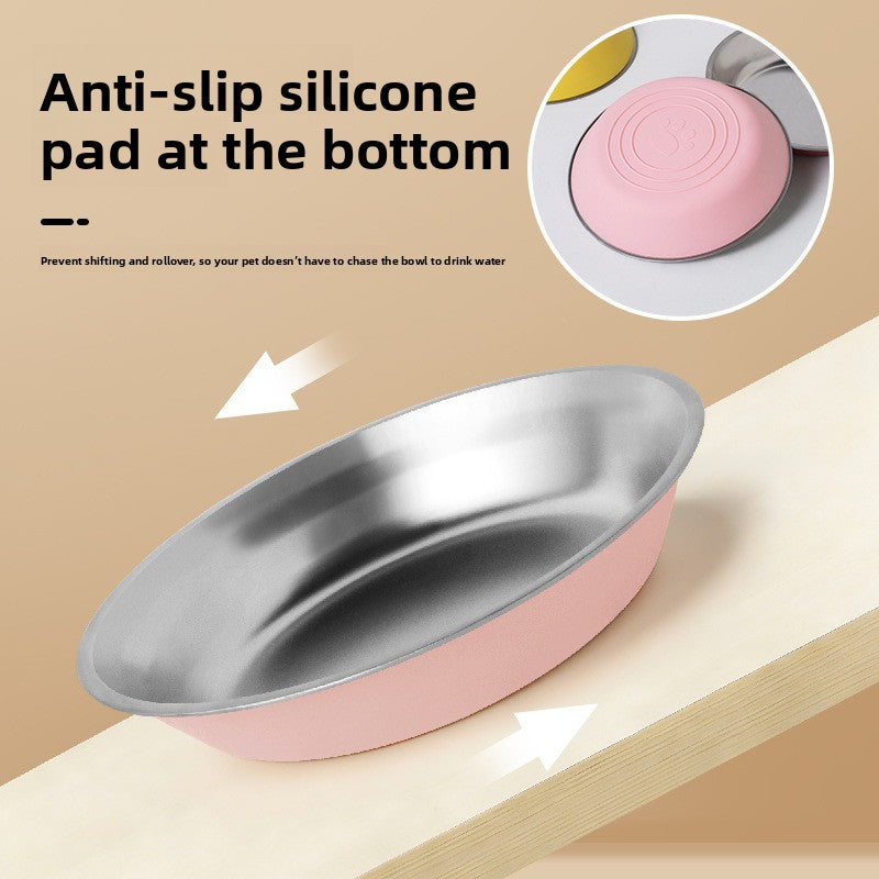 Stainless Steel Dog Bowl, Anti-Tip Dog Bowl, Pet Bowl, Cat Bowl, Food Bowl, Water Bowl, Silicone Bottom, Non-Slip Pet Food Bowl