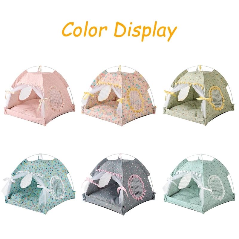 Foldable Pet Tent Bed – Breathable Washable Cat & Small Dog Tent with Cozy Cushion