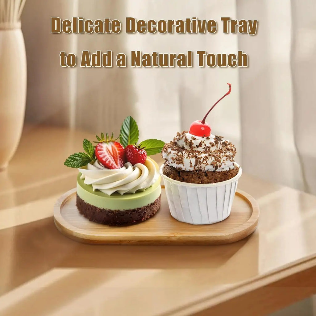 Bamboo Tray for Bathroom Small Wooden Trays Oval Decorative Tray for Organizing Accessories Vanity Trays Soap Dish for Kitchen