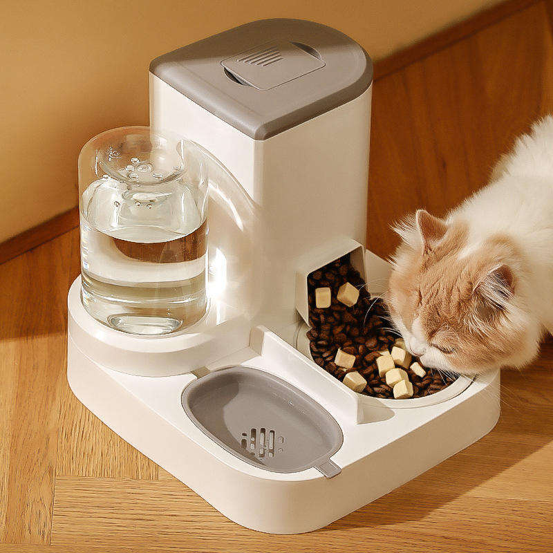 Automatic Pet Feeder with Stainless Steel Bowls – Gravity Food & Water Dispenser for Cats & Dogs