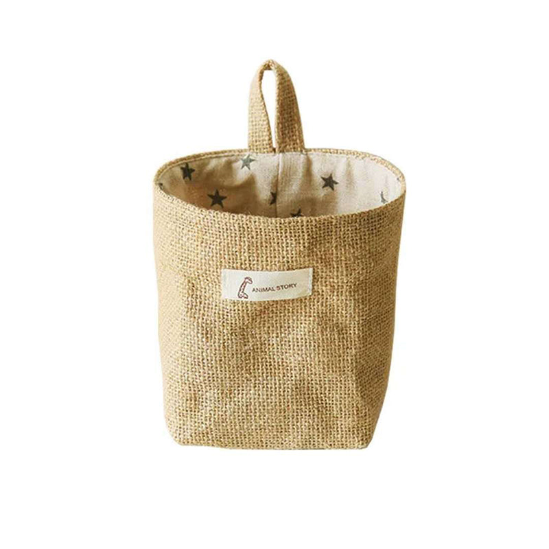 Cotton and Linen Storage Hanging Bag Wall Hanging Behind The Door Tabletop Debris Jute Storage Bag Bathroom
