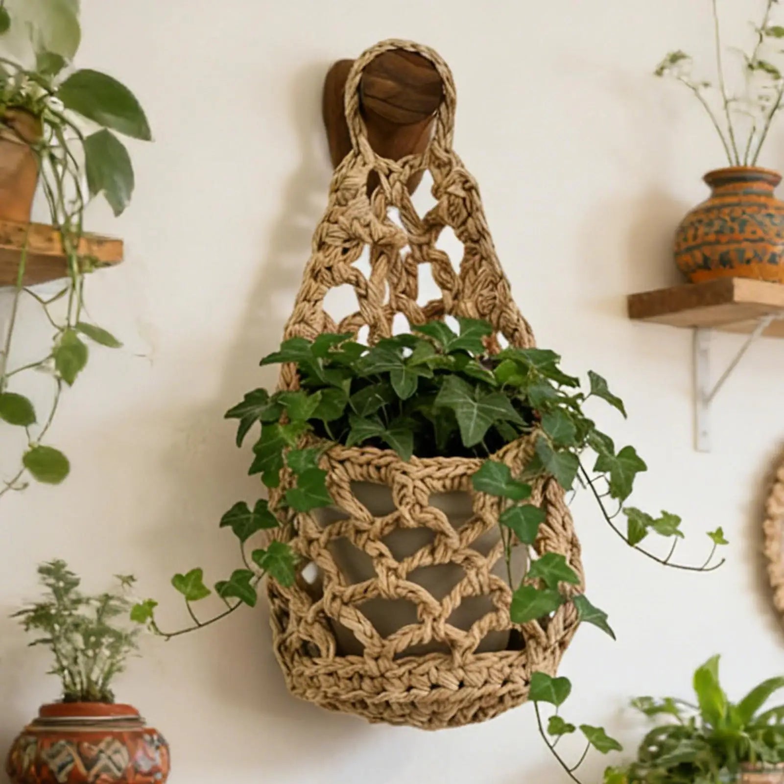Plant Hanger Indoor Space Saving Storage Home Decor Boho Plant Hanger Flower Pot Holder for Bedroom Living Room Kitchen Door