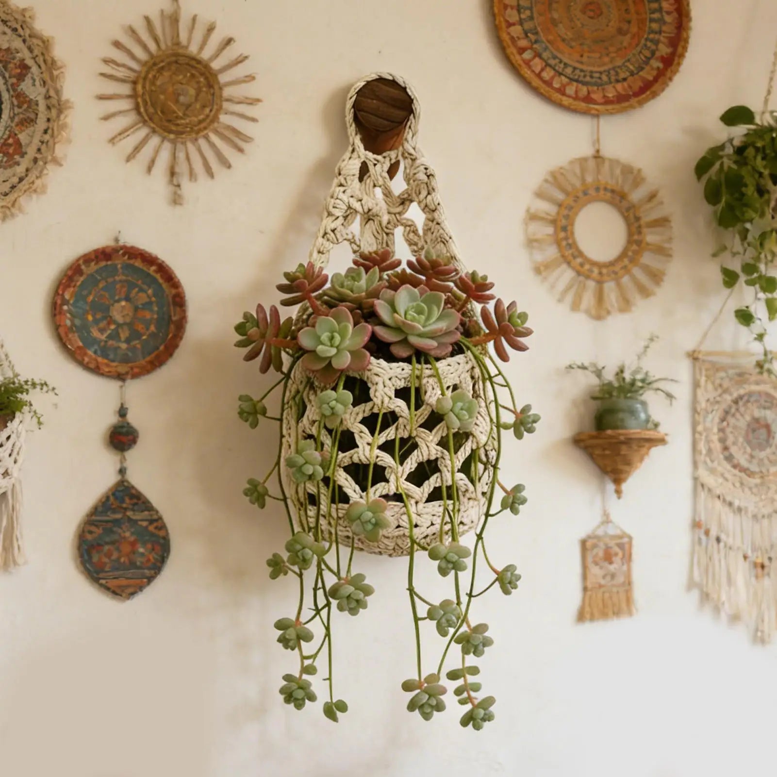 Plant Hanger Indoor Space Saving Storage Home Decor Boho Plant Hanger Flower Pot Holder for Bedroom Living Room Kitchen Door