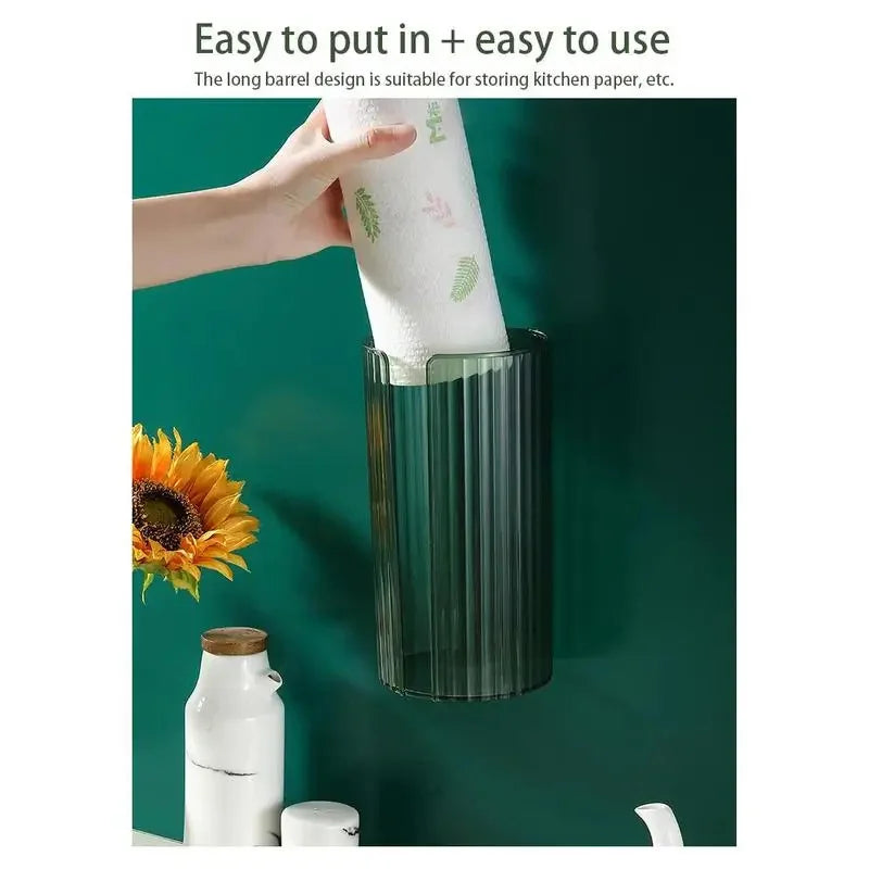 Wall-mounted Bathroom Tissue Box Transparent Kitchen Paper Storage Case Punch-free Toilet Napkins Holder Organizer Case