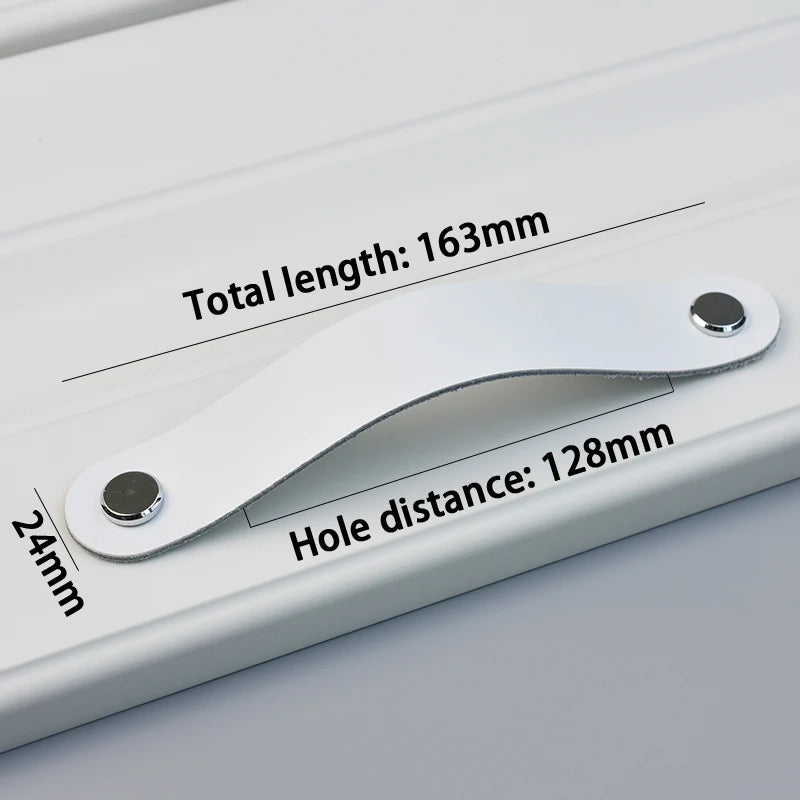 AOYIHOM Modern Minimalist Kitchen Cabinet Storage Leather Pulls White Nordic Cowhide Furniture Handle Drawer Wardrobe Door Knob