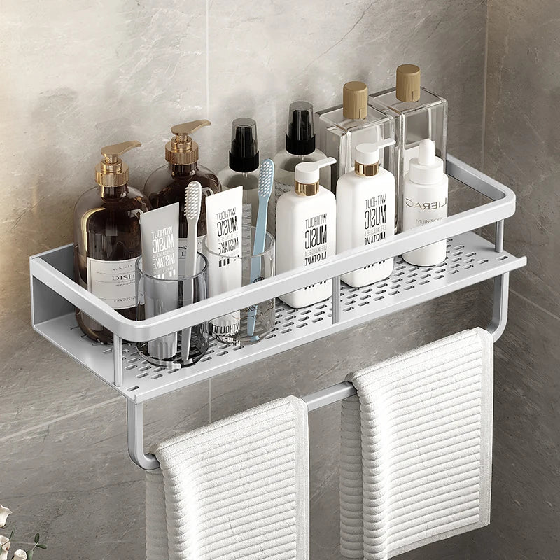 Bathroom Shelf 30/40/50 cm Kitchen Wall Shelf Shower Holder Storage Rack Towel Bar Robe Bathroom Accessorie