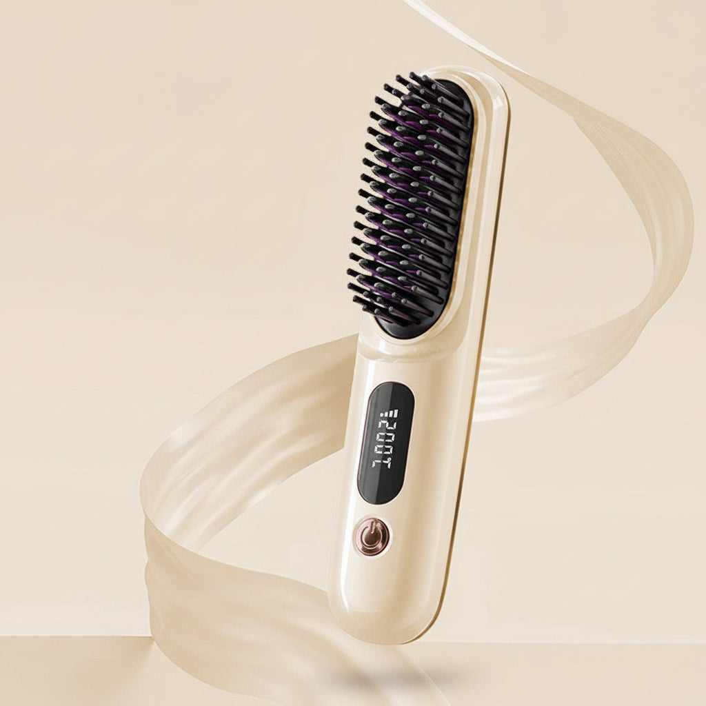 Cordless Hair Straightener & Curling Comb – Rechargeable Travel Hair Styler