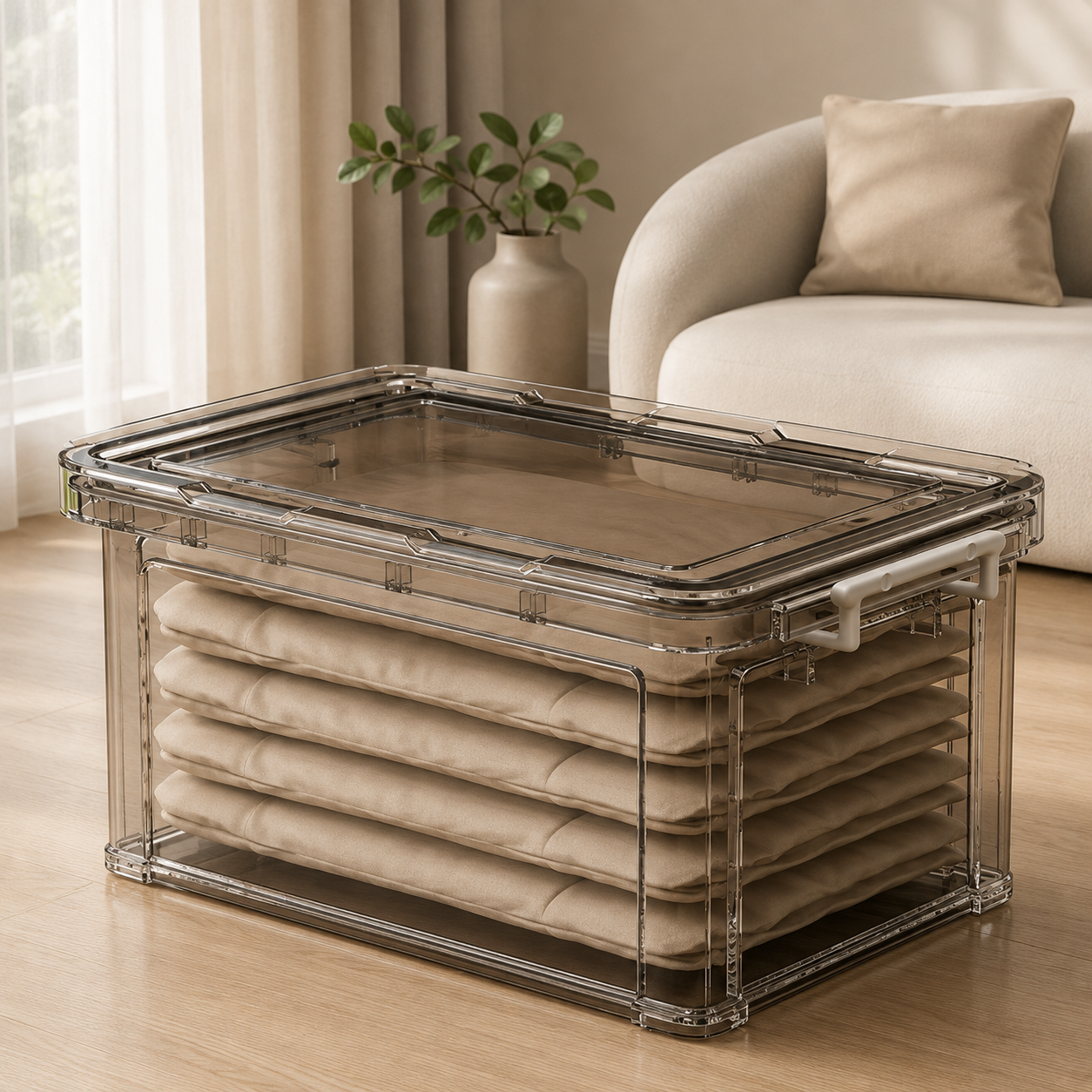 Large Transparent Storage Box with Lid – Stackable Organizer for Clothes, Toys & Household Essentials