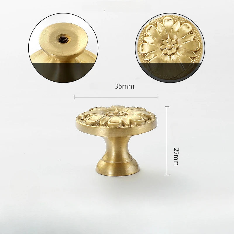 1pcs Round Brass Gold Furniture Handles For Drawers Bathroom Kitchen Storage Cabinet Pulls Wardrobe Shoe Cupboard Door Knob