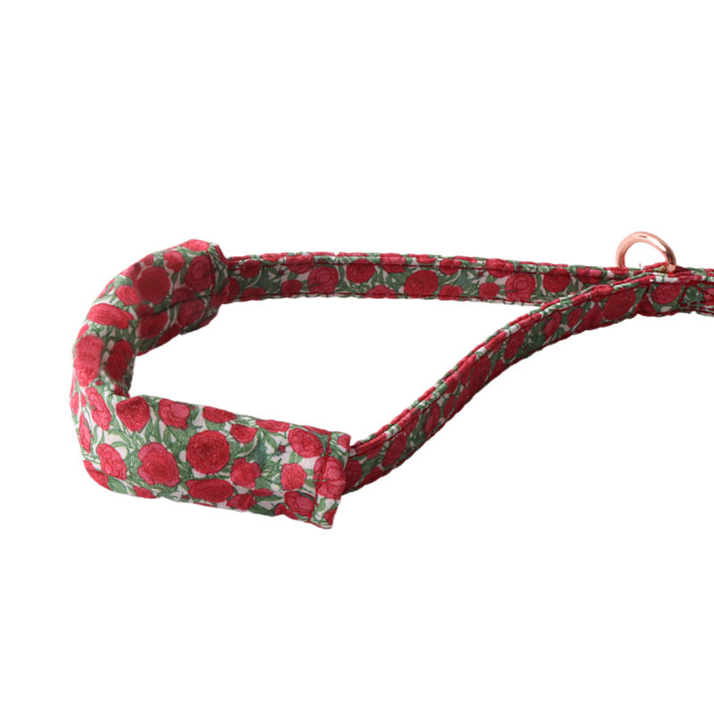 Floral Pet Dog Collar with Bow and Leash Set