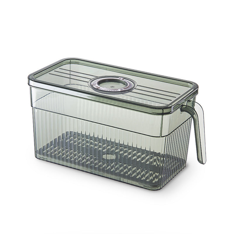 Stackable Refrigerator Storage Box with Drain Tray & Lid – Clear Food Storage Container with Handle