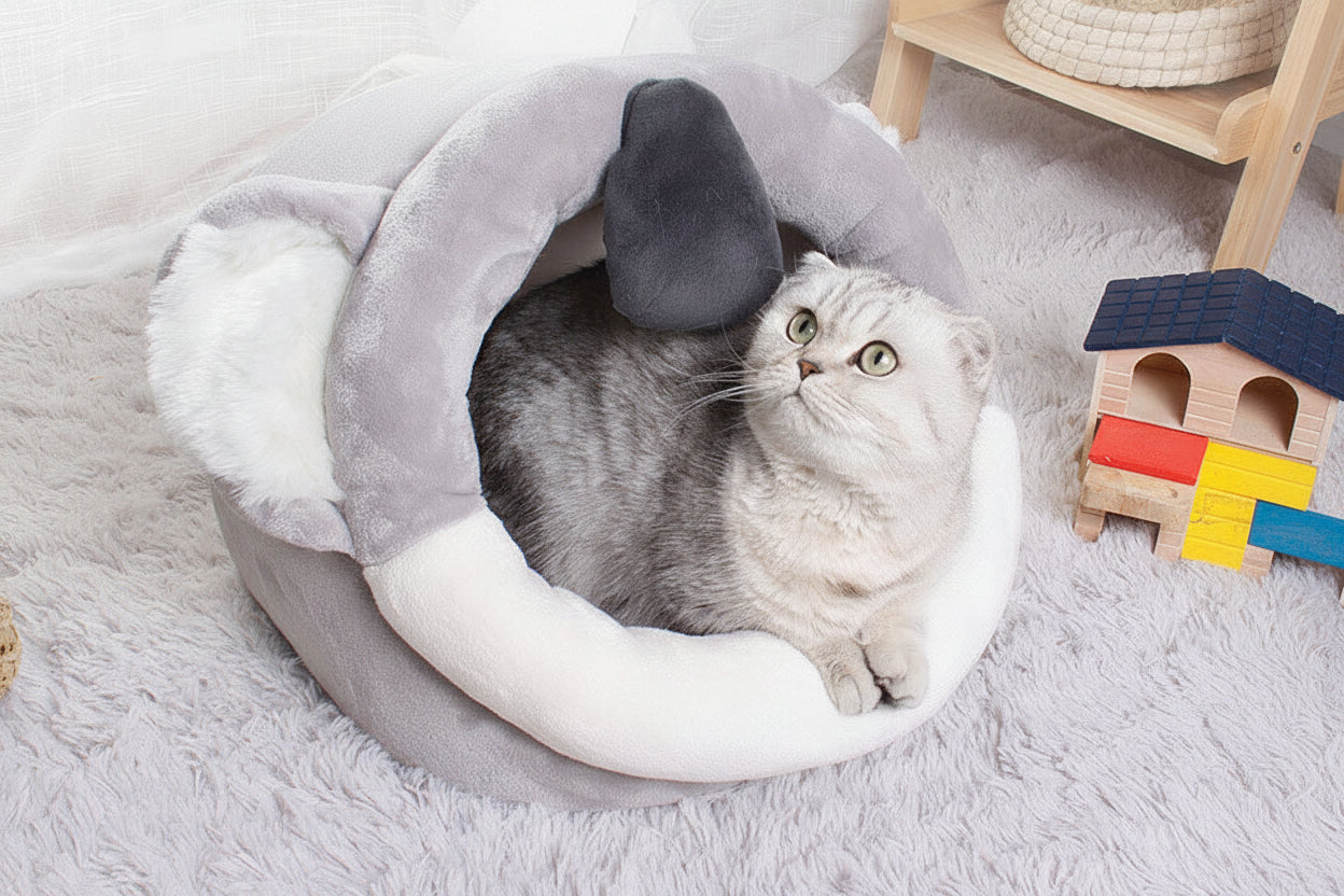 Plush Pet Bed – Cozy Pet Cave for Cats & Small Dogs | Soft Animal-Shaped Kennel