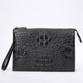 Men's Genuine Leather Underarm Bag – Crocodile Embossed Cowhide Clutch with Zipper