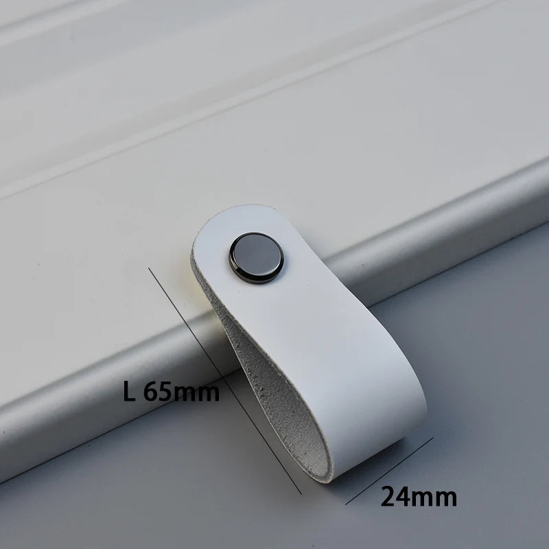 AOYIHOM Modern Minimalist Kitchen Cabinet Storage Leather Pulls White Nordic Cowhide Furniture Handle Drawer Wardrobe Door Knob