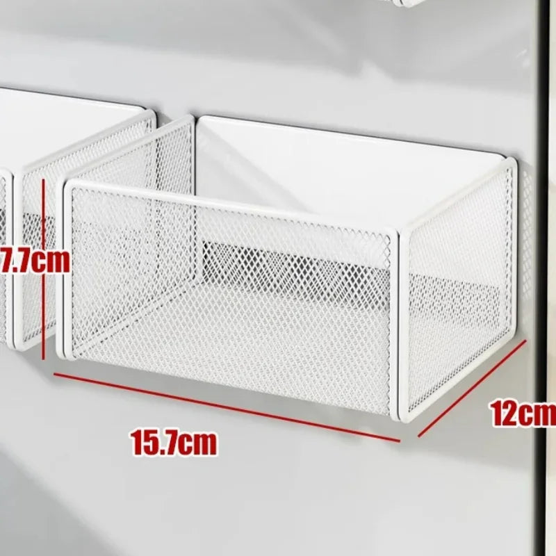 Strong Magnetic Refrigerator Side Hanging Rack, No-Drill Kitchen Gap Storage Basket, Organizer Bin for Seasoning & Small Items