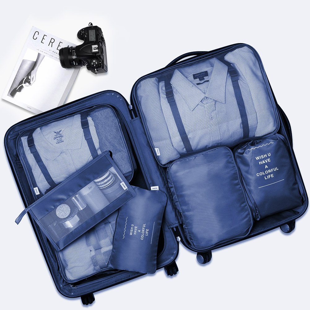 7-Piece Premium Packing Cubes Set – Thickened Travel Luggage Organizer Bags