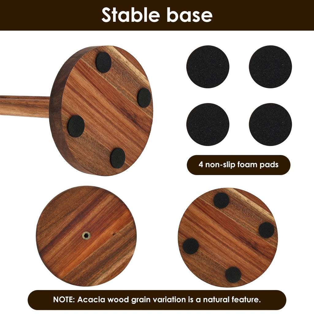 Wooden Paper Towel Holder Standing Kitchen Paper Roll Holder with Non Slip Foam Pad Bathroom Countertop Roll Paper Storage Rack