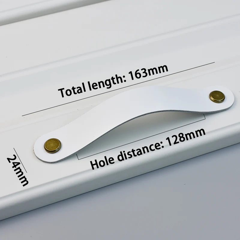 AOYIHOM Modern Minimalist Kitchen Cabinet Storage Leather Pulls White Nordic Cowhide Furniture Handle Drawer Wardrobe Door Knob