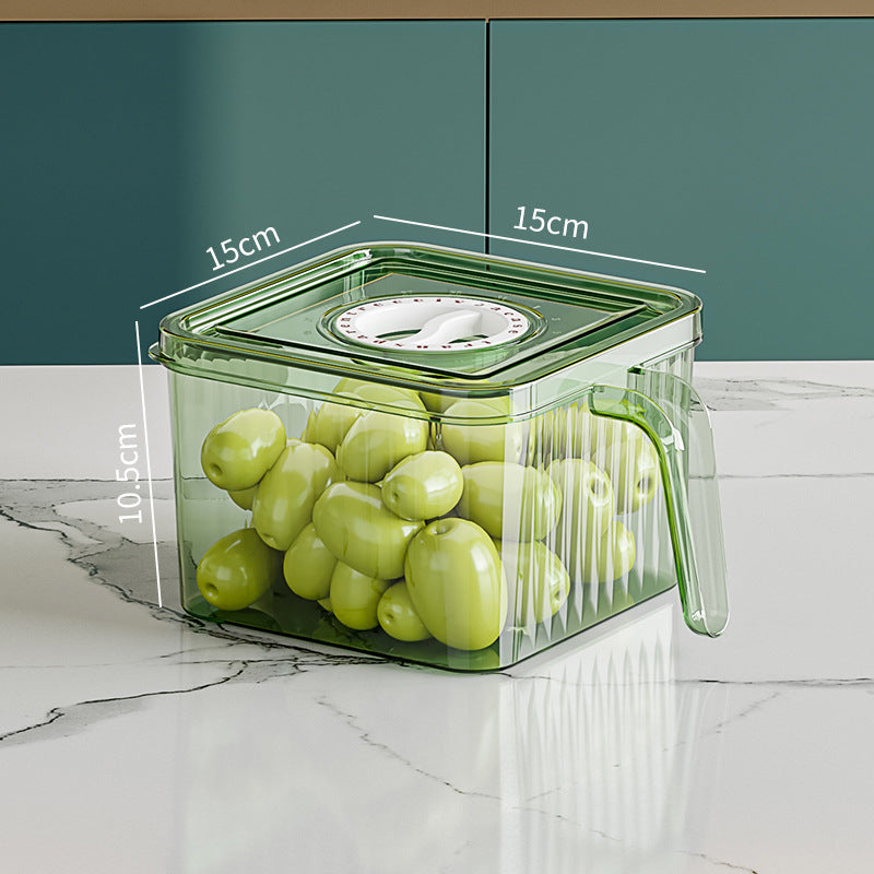Stackable Refrigerator Storage Box with Drain Tray & Lid – Clear Food Storage Container with Handle