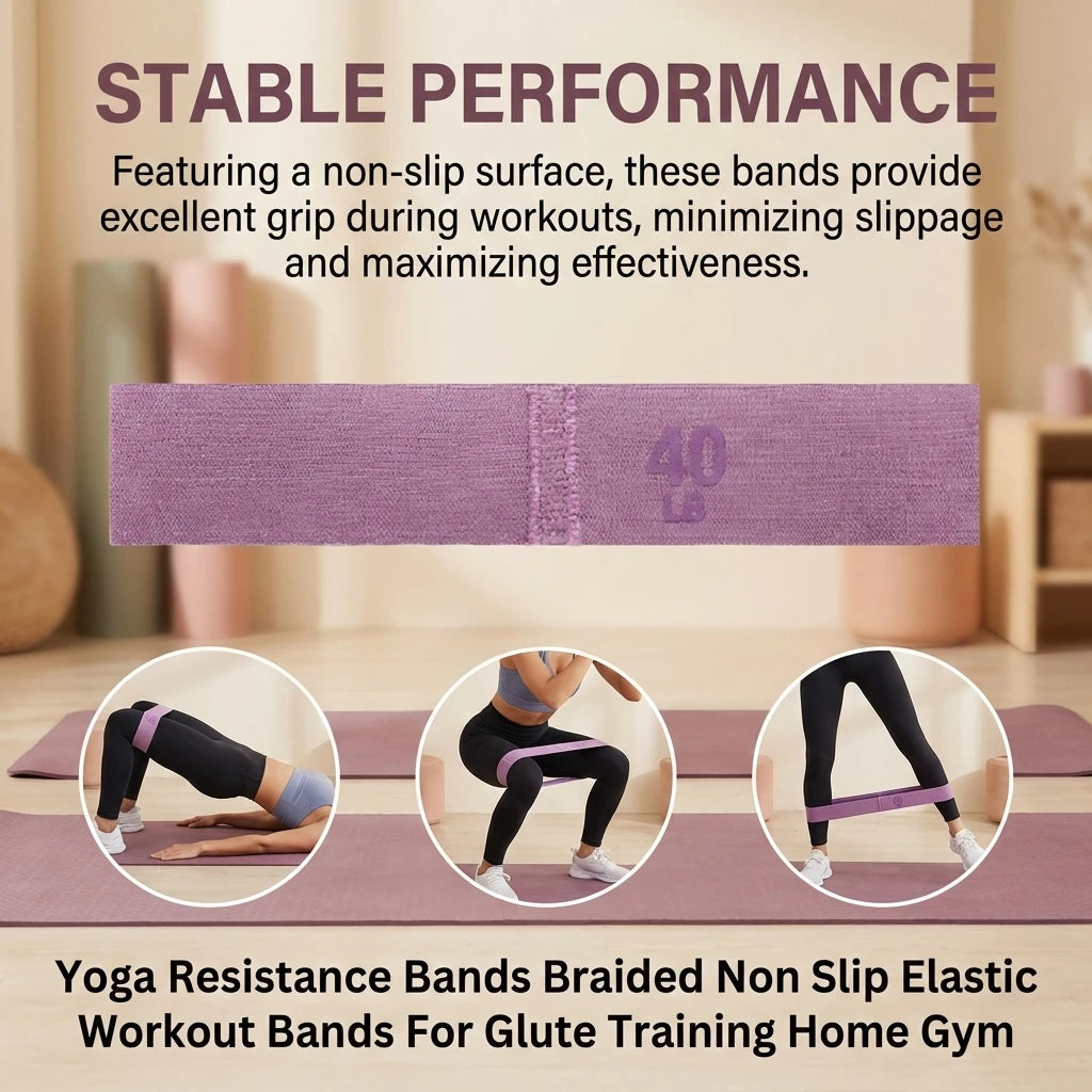 Crochet Non-Slip Yoga Resistance Band Glute Workout Elastic Fitness Pull Band for Butt Toning Leg Stretching Home Gym Training