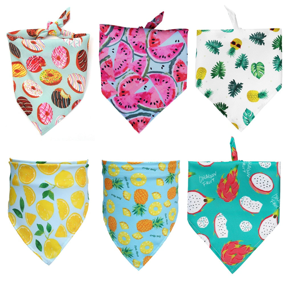 Fruit Print Cotton Pet Bandana | Adjustable Dog & Cat Scarf