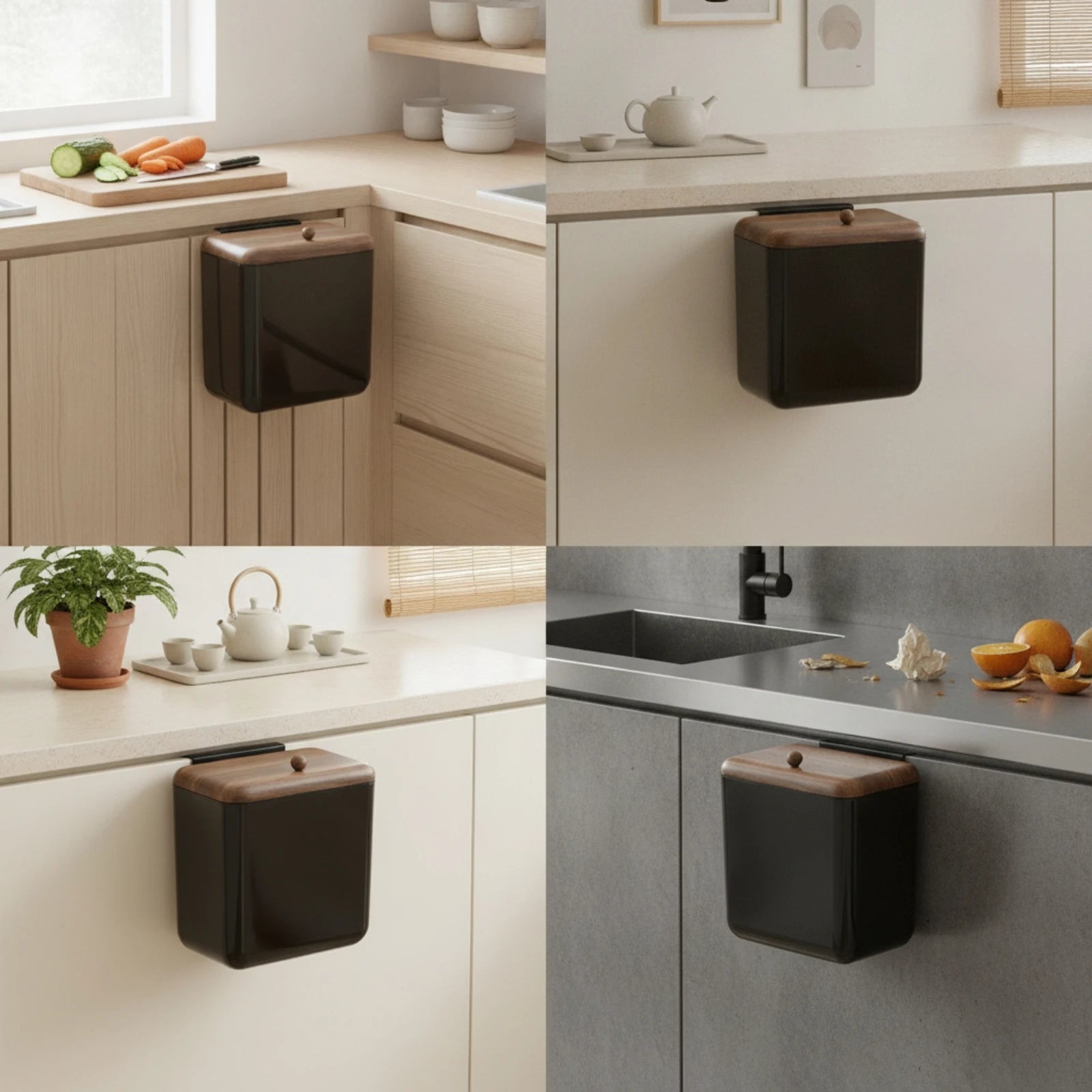 Wall-Mounted Kitchen Trash Bin with Lid – Hanging Cabinet Waste Bin for Kitchen & Bathroom