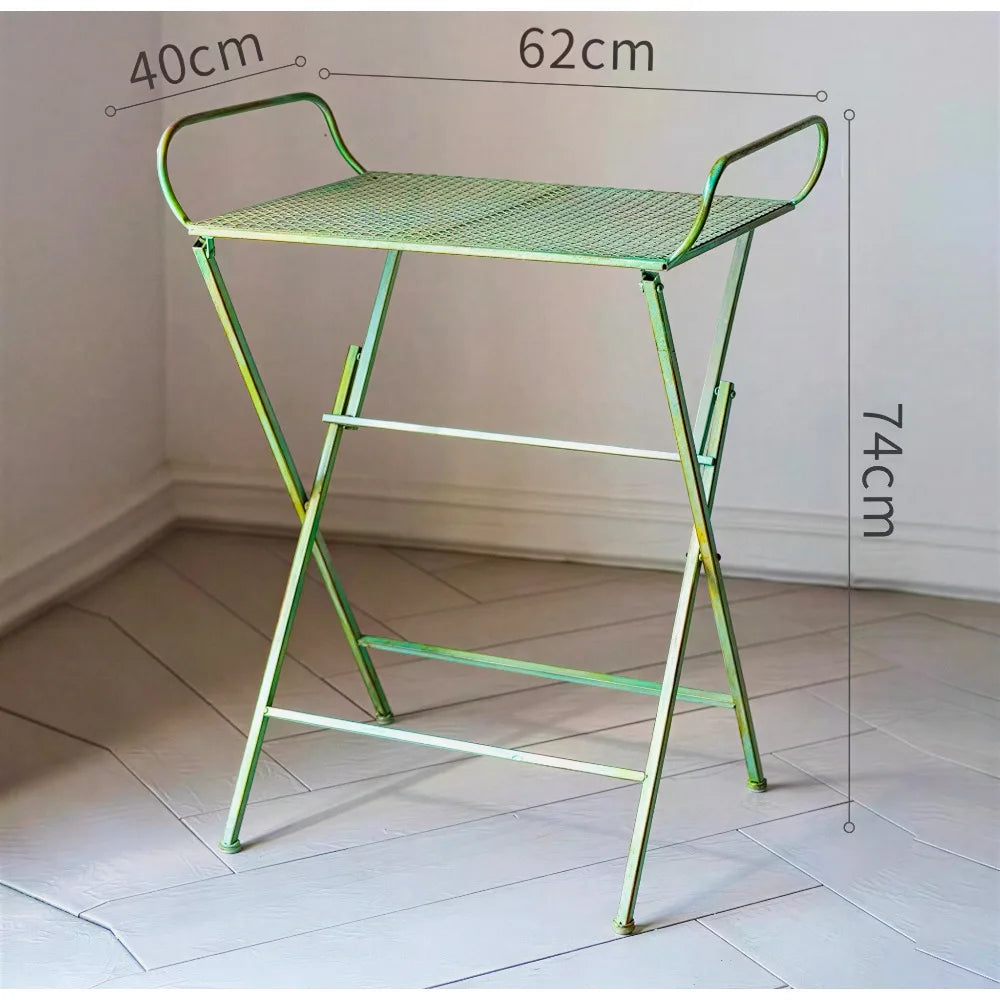Folding Metal Side Table – Portable Indoor & Outdoor Tray Table for Patio, Balcony & Living Room