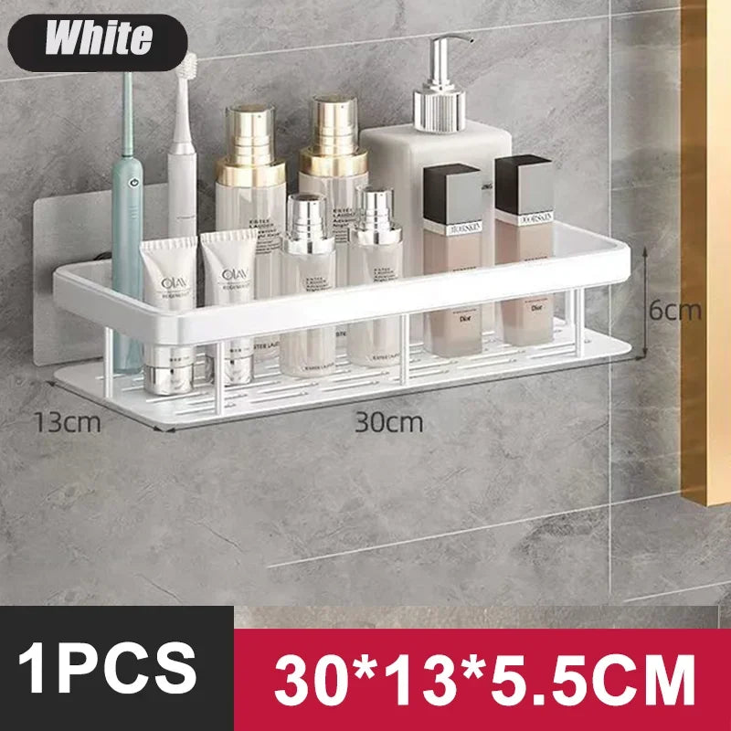 Bathroom Shelf Kitchen Storage Organizer Aluminum Alloy Shower Shelf Bathroom Accessories No Drilling Wall Shelf