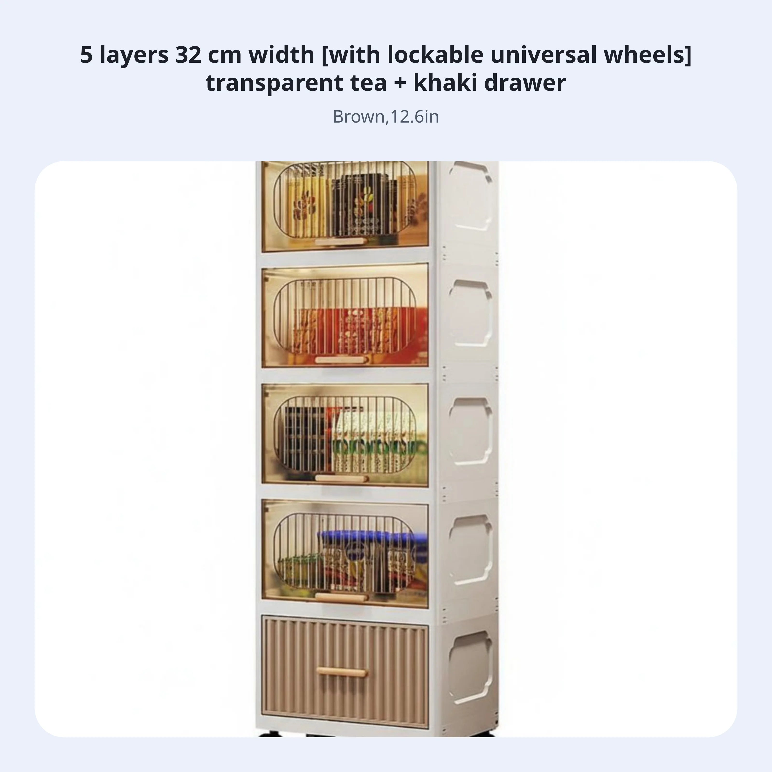 Multi-Tier Organizer hinged-lid reach Wheeled Crevice Cabinet Space Saving Easy Assembly for Students, Kitchen