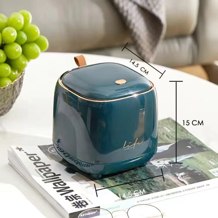 Desktop Trash Can with Lid – Press-Top Mini Waste Bin for Coffee Table, Office & Bathroom
