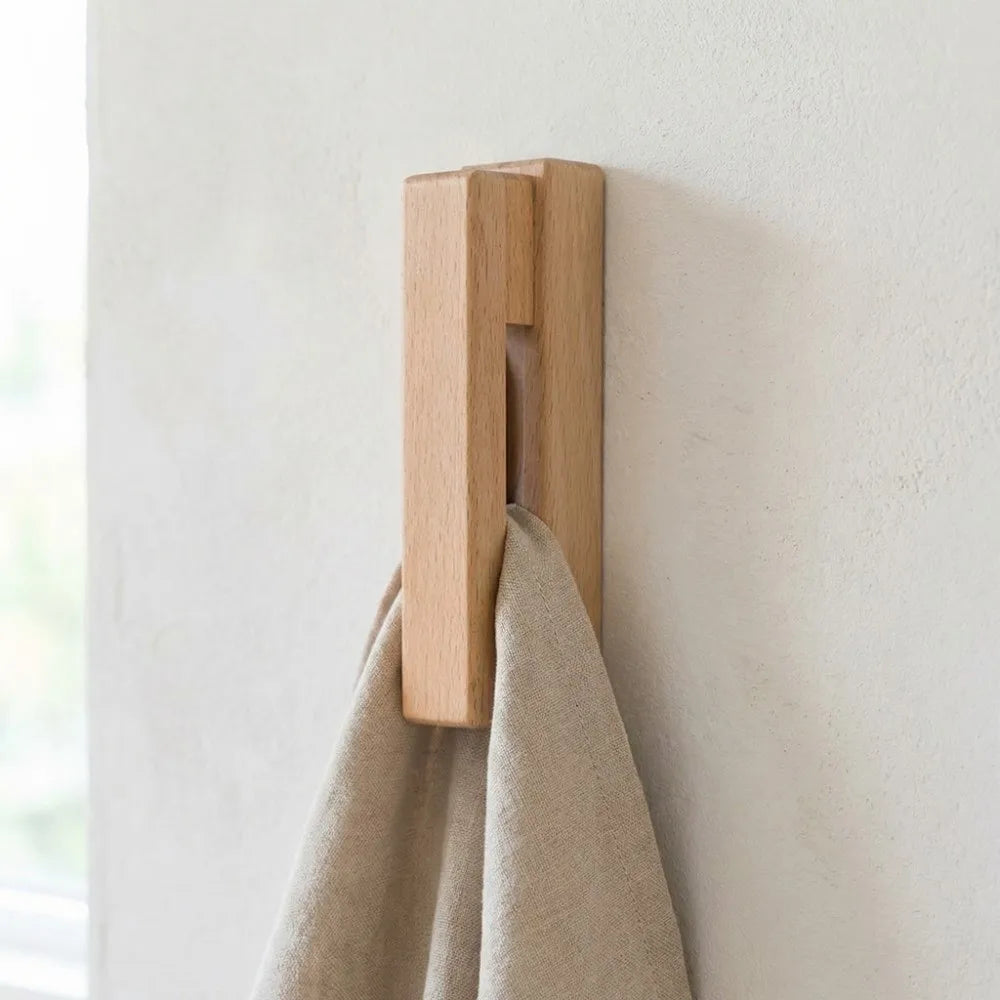 Stable Solid Wood Towel Hook No Drill Traceless Bathroom Organizer Strong Adhesive Durable Kitchen Hook Towel Organize