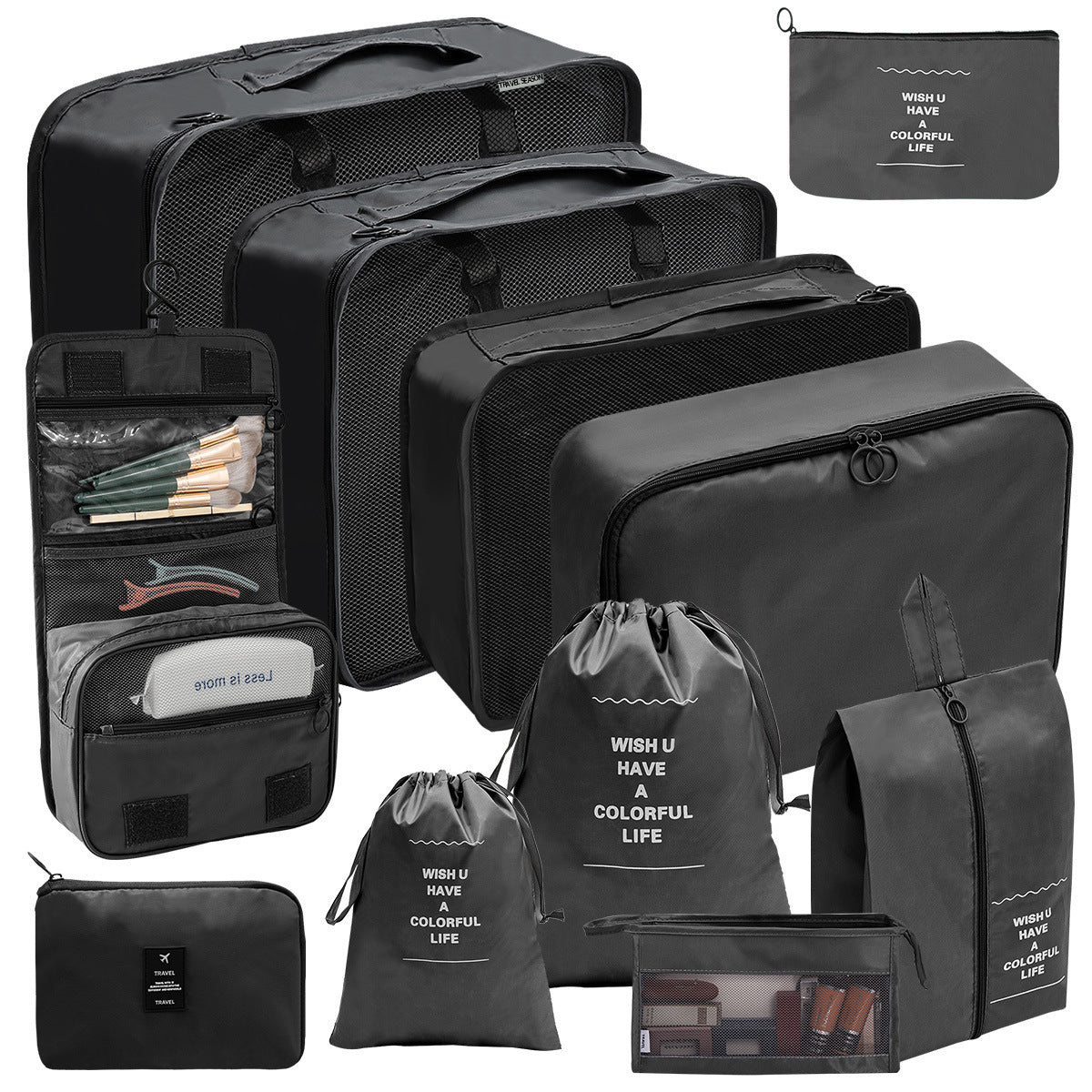 Travel Storage Bag Set for Toiletries Cosmetics and Digital Accessories
