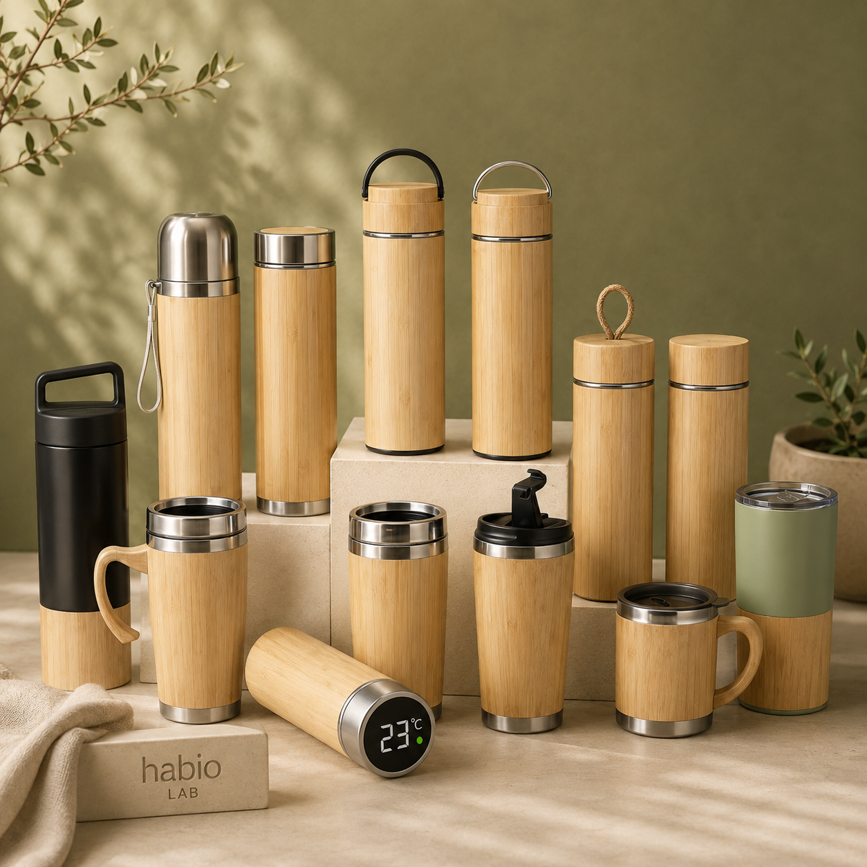Stainless Steel Bamboo Shell Thermal Water Bottle