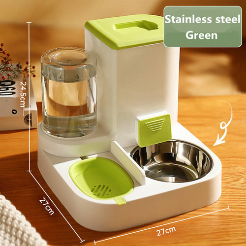 Automatic Pet Feeder with Stainless Steel Bowls – Gravity Food & Water Dispenser for Cats & Dogs