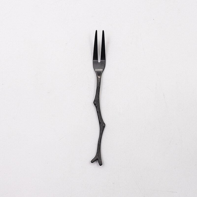 Stainless Steel Spoon Branch Pattern Knife Coffee Tea Spoon Dinnerware Cutlery Fruit Dessert Fork Stir Spoon Kitchen Accessories