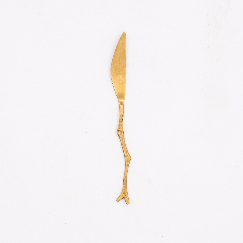 Stainless Steel Spoon Branch Pattern Knife Coffee Tea Spoon Dinnerware Cutlery Fruit Dessert Fork Stir Spoon Kitchen Accessories