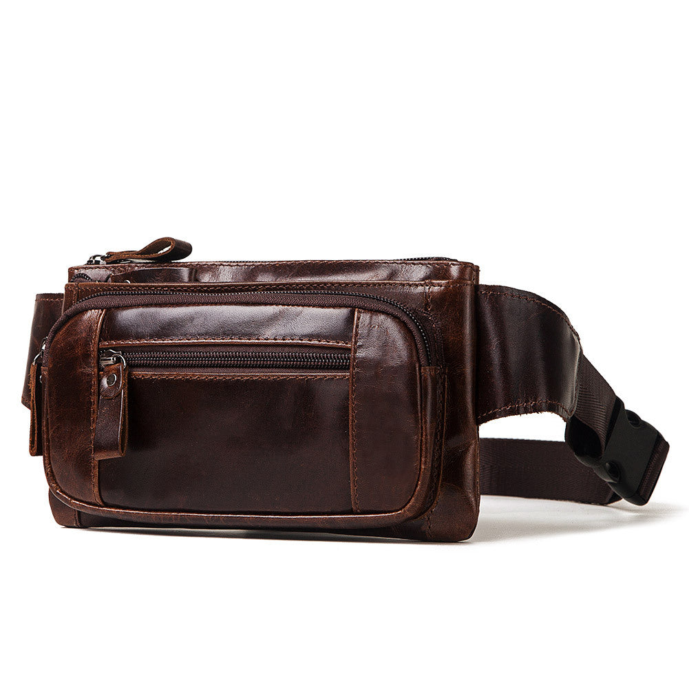 Genuine Leather Men's Waist Bag – Top Grain Cowhide Crossbody Chest & Sling Bag