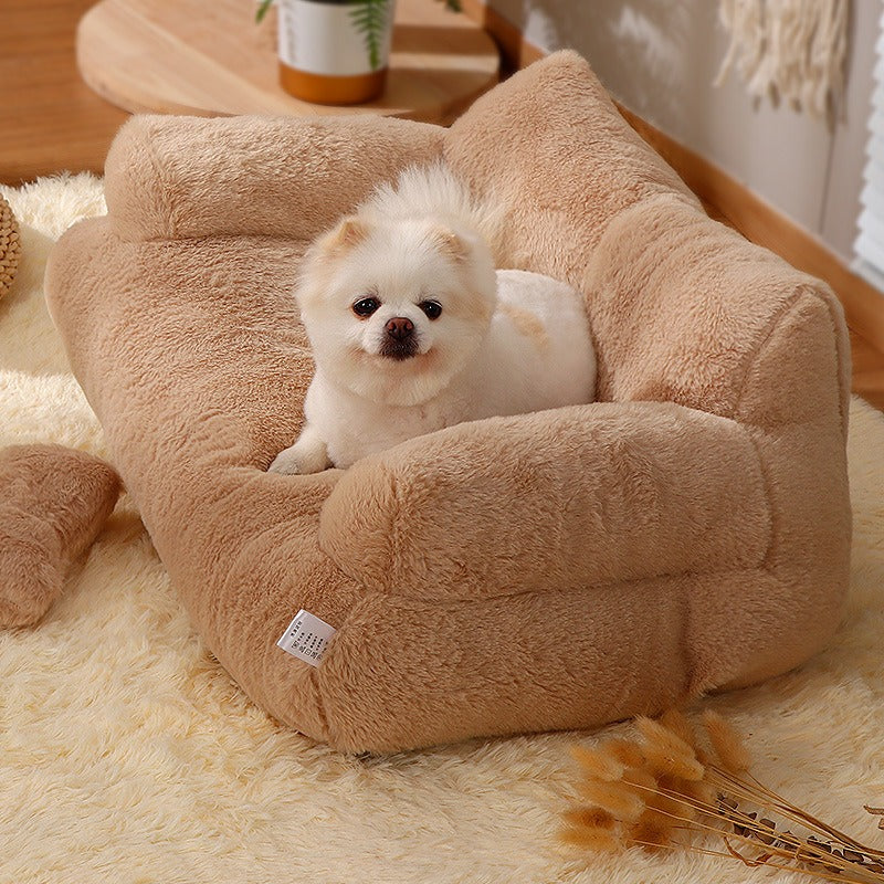 Luxury Plush Pet Sofa Bed – Cozy Warm Cat & Small Dog Bed with Pillow