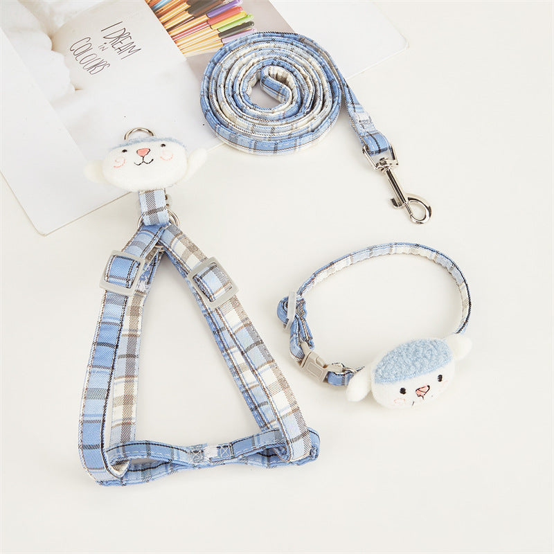 Plaid Adjustable Pet Harness & Leash Set – Anti-Slip Vest Harness for Cats & Small Dogs